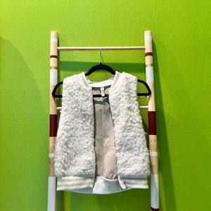 White Soft Fur Vest With Gold Collar